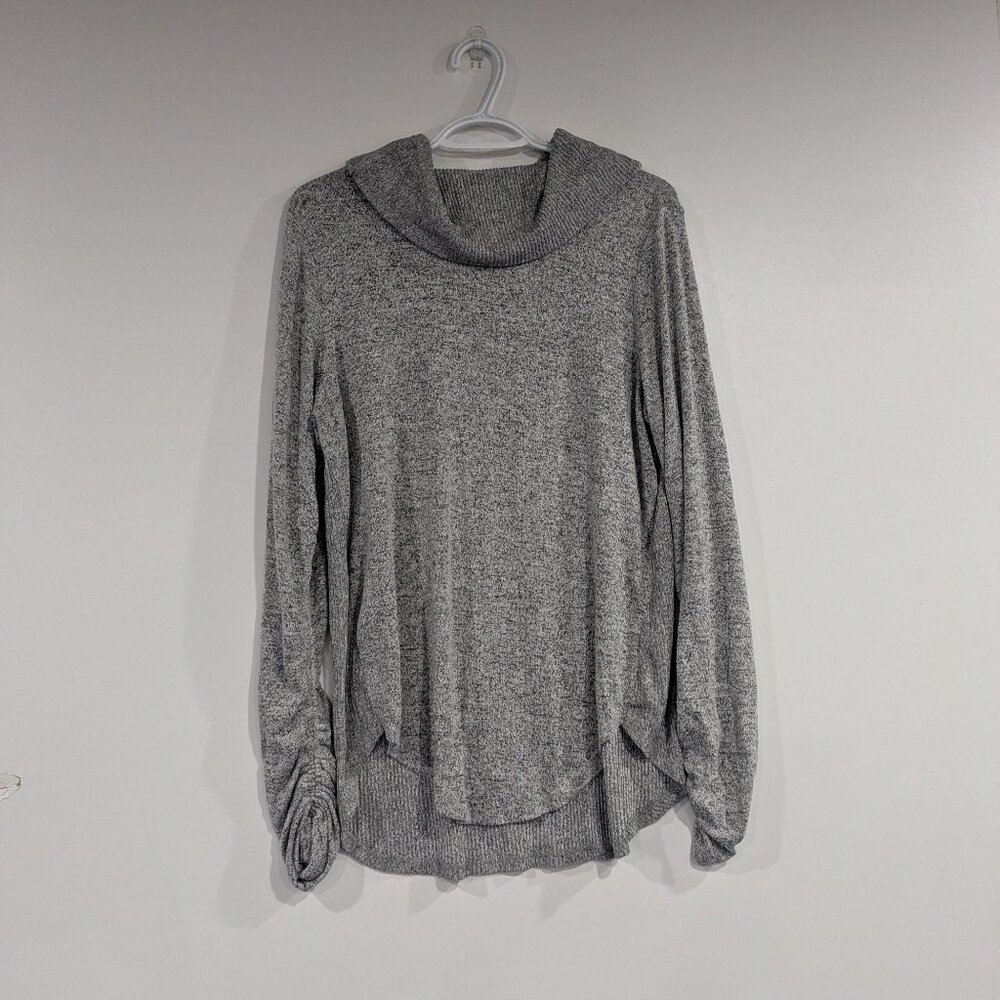 Tribal Cowl Neck Sweater Space Dye Grey Size Large